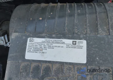 2019 GMC Savana 2500 Work Van из США, поврежденный, VIN 1GTW7AFG6K1363948